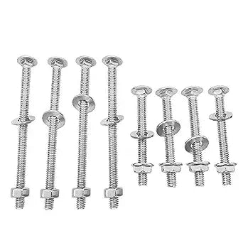 8 Sets Universal Headboard or Footboard Hardware Nuts and Bolts 4 inches and 2 1/2" Long,for Furniture, Cots, Beds, Crib and Chairs Round Head Square Neck Bolt,Carriage Bolt