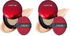 TIRTIR Mask Fit Red Cushion Foundation | Full coverage, Weightless, Skin fit, Satin Glow Finish, Korean Makeup BB Foundation, beauty, Tattoo cover up, Buildable (#23N Sand, 0.63 Fl Oz) (Pack of 2)