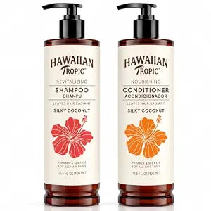 Hawaiian Tropic Shampoo and Conditioner Set, Silky Coconut, 13.5 fl oz Each