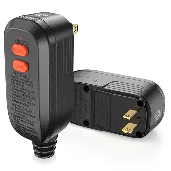 GFCI Replacement Plug Assembly Auto Reset 15 Amp 2 Prongs, 5 Years Warranty, Ground Fault Circuit Interrupter Safety Plug for Pressure Washer, Hot Tub, Air Conditioner, Hair Dryer - Black