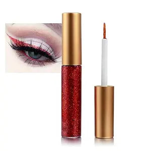 LAIKME Liquid Glitter Eyeliner, Red Shimmer Eyeliner, Long Lasting Waterproof Quick-Drying, High-pigmented Sparkle Eye Liner with Ultra-Fine Tip for Festival Multi Dimensional Eye Makeup