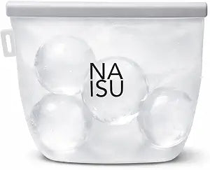 NAISU Clear Ice Silicone Storage Bag Reusable Freezer Bag for Crystal-Clear Ice Balls & Cubes, Leakproof, Food-Grade, Ideal for Whiskey & Cocktails