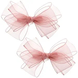 Mabor 2 Pcs Pink Bow Hair Clips 5.91 Inch Handmade Mesh Tulle Hair Accessories for Girls Women Kids Birthday Party Holiday Gift