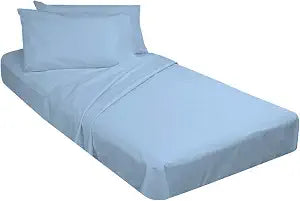 ARlinen 4 PCs Cot Sheets Sets 30" X 75", Egyptian Cotton Fitted Mattress Fits Upto 4"-8" Deep Perfect for Narrow Twin/RV Bunk/Guest Bed Replacement/Camping, Light Blue