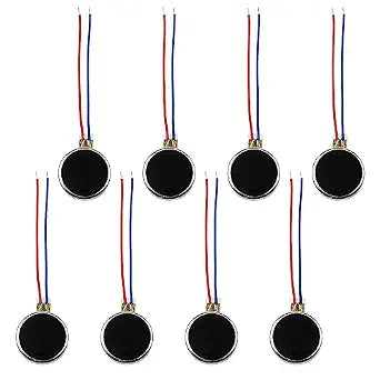 VAKTOK- 8pcs 10000RPM Mini Tiny Vibration Motor Wired mini Flat Pager Electronic Mobile Phone Coin Cell Splice Flat Coin Button-Type Vibrating Motor