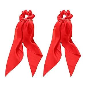 Red Bow Hair Scrunchies for Girls and Women, 2pcs
