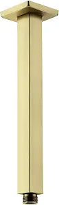 TRUSTMI Shower Arm with Flange 12 Inch Square Shaped Extension Pipe Stainless Steel Rainfall Shower Head Extender Arm, Brushed Gold