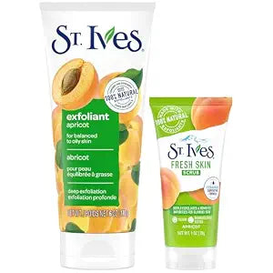 St. Ives Apricot Facial Scrub, Fresh Skin Exfoliant + Travel-Size Face Scrub for Balanced to Oily Skin