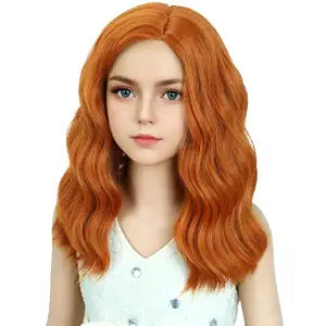 Child Ginger Wig Girls Short Wavy Curly Orange Wigs Kids Ginger Orange Side Part Wig for Cosplay Halloween Party