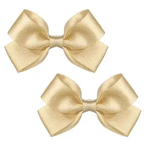2PCS Gold Hair Bows Clips for Girls, Small Gold Bow Clip for Toddler