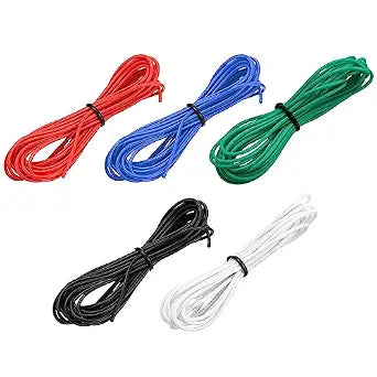 MECCANIXITY 26 Gauge Wire Silicone Wire 26AWG Electrical Wire Stranded Wire Tinned Copper Wire High Temp Hookup Wire 5 Color 1.5m/4.92ft for Car Model Electric Appliances 5pcs