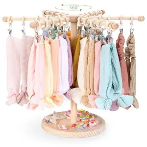 POVETIRE Headband Holder Bow Organizer for Girls,360 Rotationn Wood