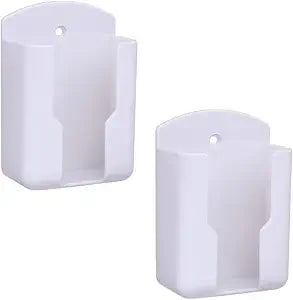 Pack of 2 Fashion Remote Control Holders Self Adhesive Wall Mount Air Conditioner Media Storage Racks Organizers (White)