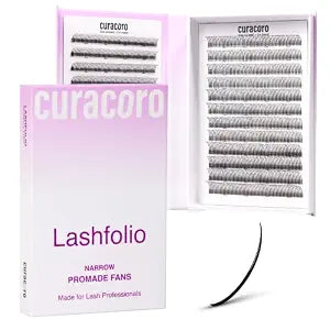 Curacoro LashFolio Wet Promade Fans 5D-0.07 CC Curl, 8-13mm