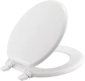 BEMIS Economy Toilet Seat Bundle - 1400TTA 000 ELONGATED White & 400TTA 000 ROUND White Durable Enameled Wood