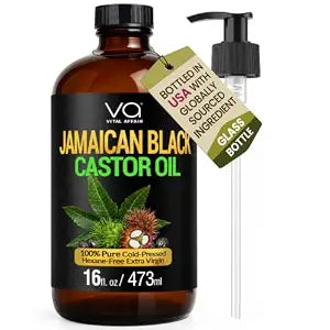 Pure Jamaican Black Castor Oil 16oz Glass Bottle Extra Dark & Cold Pressed