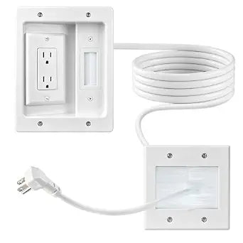 in Wall Cable Management Kit, TV Cable Hider Wall Kit, Hide Messy Wires, Recessed Outlet Box with 9.8FT Cord for Wall Mount TV, Home Theater, Cords Organizer, Living Room, Family Room, Office
