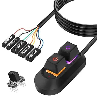 MEIRIYFA Desktop Computer Power Switch Power Supply Cable, External PC Power Button Extension Cable with ON Off Reset Switch for Computer Motherboard (2M, Black)
