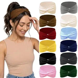 12 Pack Headbands for Women Wide Stretchy Twist Knot Headbands Bulk