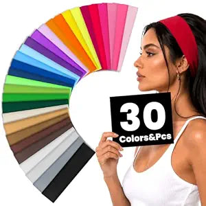 PAPIONE Headbands for Women, 30 pcs Soft Elastic Hair Bands for Workout, Running, Yoga, Daily Sports, Makeup