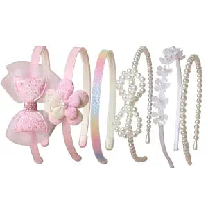 Pink Headbands for Girls Non Slip Floral Bow Headband Set 6 Pcs