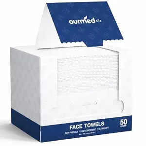 Ourmed Life Disposable Face Towels, XL, Ultra Soft & Absorbent, 50 Count