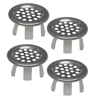 4 Pack Stainless Bathroom Sink Overflow Trim Ring,Stainless Mesh Round Hole Cover Round Basin Cover, Vanity Sink Overflow Cap Small Sinks Insert for Kitchen