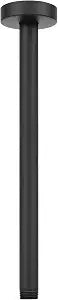 Ceiling Mounted Shower Arm, Rain Shower Head Extension with Flange and Teflon Tape - Stainless Steel, Matte Black (12 Inch)
