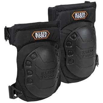 Klein Tools 60344 Knee Pads, Hinged, Black | Hinged Gel Knee Pads with Slip Resistant Rubber Caps, Quick-Release Clips and Adjustable Straps