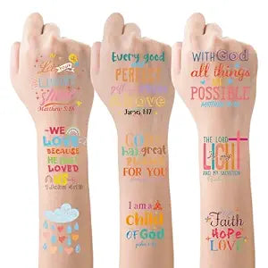 Christian Temporary Tattoos Stickers Kit - 280 Pcs Bible Verse God Bless Waterproof Sticker Favors Party Decorations For Adults Prizes Classroom School Rewards Supplies