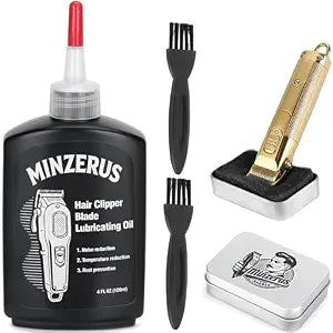 Premium Clipper Lubricating Oil 4.05oz/120ml for Clippers Blade Corrosion & Trimmers, Groomers, Hair Clipper Oil with 2 x Clean Brushes and 1 x Quick Lubrication Box for Barber & Home Use and Gift