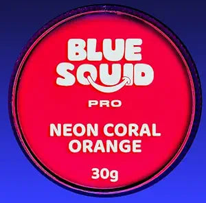 Blue Squid Face Paint Water Based Single Cake Professional Face & Body Paint - Water Activated, Kids Adults Face Painting for Costume, Halloween Makeup, Cosplay - Neon Coral Orange Face Paint 30g