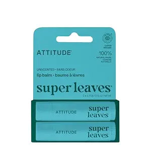 ATTITUDE Hydrating Lip Balm Duo, Unscented, EWG Verified, 2 x 0.14 Oz