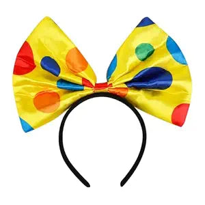 Polka Dot Mouse Ear Headband for Women, Giant Bow Headband Colorful Clown