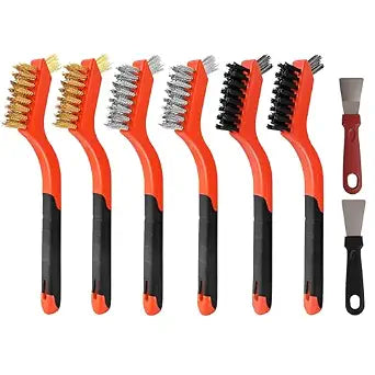 6 Pieces Wire Brushes Set, Nylon/Brass/Stainless Steel Bristles