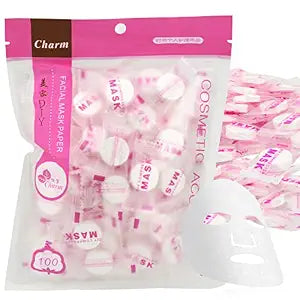 100 PCS Cotton Compressed Facial Mask Sheet, DIY Disposable Mask Paper Wrapped Masks for Home, Travel