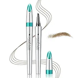 Waterproof Micro Fork Eyebrow Pencil with 4 Tip Eyebrow Pen Light Brown
