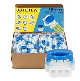 160PCS 3 Way Wire Connectors,Waterproof Electrical IDC 314-BOX Pigtail Connectors for 22-14 AWG Cables, Robotic Lawn Mower, Irrigation, Landscape Lighting