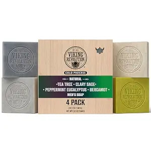 Viking Revolution Natural Bar Soap for Men Variety Set - 4 Pack
