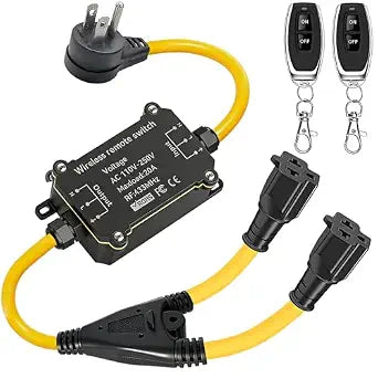 Heavy Duty Waterproof Outdoor Remote Control Outlet,20 Amp Dual Y Splitter