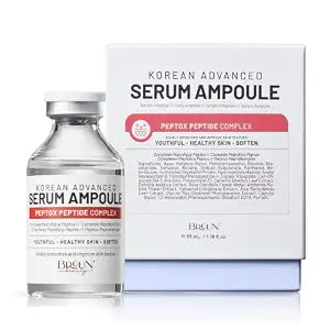 BRÜUN Peptox Peptide Facial Serum Ampoule – Hydrating Korean Skincare Serum for Face and Body, for Use with or without Derma Pen (Not Included), 1.18 fl.oz
