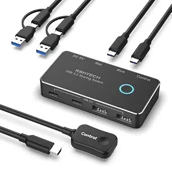 RSHTECH USB 3.2/USB C Switch 10Gbps 2 Computers Share 4 Devices, RSH-A201C