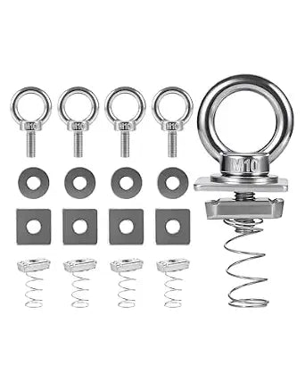Strut Channel Nut and Eye Bolt Set - Heavy Duty Stainless Steel Eye Bolts M8, M10 | Zinc Plated Spring Nuts, Long Spring for Unistrut, M10, Pack of 4