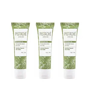 Pistaché Skincare Pistachio Oil Whipped Body Butter Cream Moisturizer (a.k.a The Boyfriend Body Butter) Trio Travel Packet Set + Hydrates Dry Skin and Nourishes + Vitamin E + Antioxidant Protection,