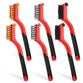 Wire Brush Set, 6 Pcs Brass/Stainless Steel/Nylon Wire Brushes