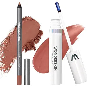 Wonderblading Lip Stain Peel Off Masque (Lovely) with 360 Contour Lipliner (Saddle)