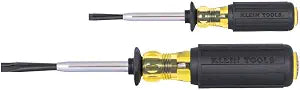 Klein Tools 85153K Slotted Screw-Holding Screwdriver Set, 3/16-Inch, 1/4-Inch Split-Blade Flat Head Driver, Positive Gripping Action, 2-Piece