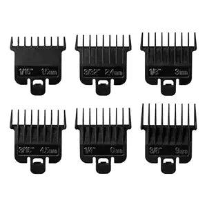6Pcs Hair Clipper Guards Compatible with Baybliss FX787 and Andis T Outliner G, GO, GTO, ORL, LS2, LS3, PLS, PMT-1, RT-1, SLII, Trimmer Guards Replacement - 1/16" to 3/8", Black Color