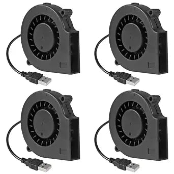 4Pcs 75mm USB Fan 75mm x 15mm Cooling Turbo Blower Fan 5V 7515 USB DC Brushless Small Computer Case Fan Cooler for 3D Printer Cooling Electronics, Air Purifier Cooling DIY Projects