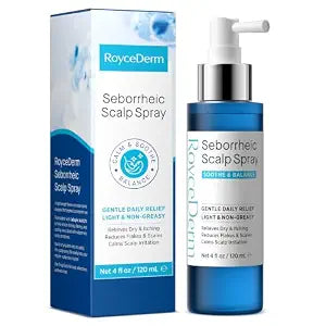 RoyceDerm Seborrheic Dermatitis & Psoriasis Scalp Spray with 2% Salicylic Acid - Leave-On Scalp Treatment for Itching, Flaking, Scaling, Redness & Dryness, Lightweight & Non-Greasy, 4 Fl Oz